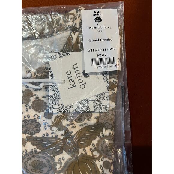 NWT Kate Quinn Fennel Firebird Long Sleeve Boxy Tee Tshirt Bamboo Size 9/10 - Picture 4 of 4